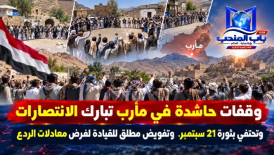 قناة باب المندب الرقمية: وقفات حاشدة في مأرب تبارك الانتصارات وتحتفي بثورة 21 سبتمبر.. وتفويض مطلق للقيادة لفرض معادلات الردع