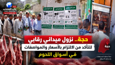 قناة باب المندب | حجة.. نزول ميداني رقابي للتأكد من الالتزام بالأسعار والمواصفات في أسواق اللحوم