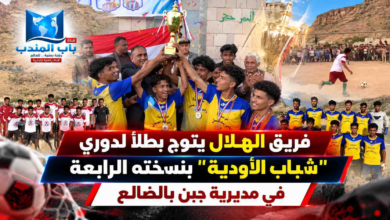 قناة باب المندب الرقمية: فريق الهلال يتوج بطلاً لدوري "شباب الأودية" بنسخته الرابعة في مديرية جبن بالضالع